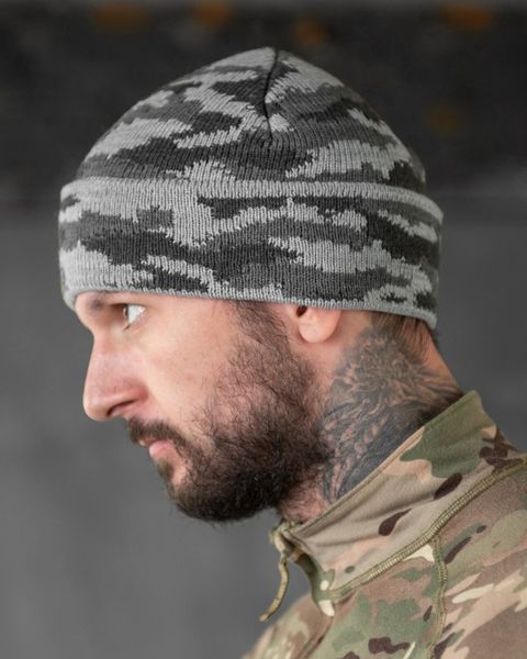 Шапка на флісі з підворотом сірий мультикам розмір універсальний buy89417frs фото