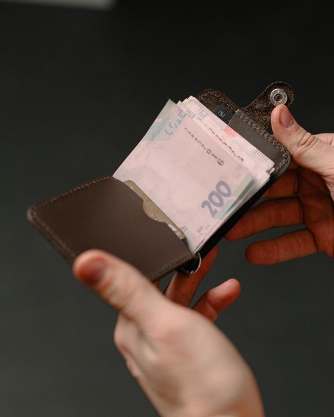 Затискач для купюр Skill з натуральної гладкої шкіри коричневий 7.7 х 11 х 1 см SR013frs фото
