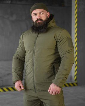 Куртка на силіконі з капюшоном олива розмір S buy90812frs-S фото