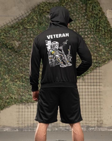 Комплект 4в1 з принтом Veteran Худі та Футболка + Шорти і Бейсболка чорний розмір M buy96983frs-M фото