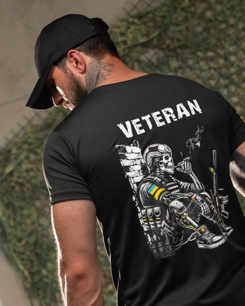 Комплект 4в1 з принтом Veteran Худі та Футболка + Шорти і Бейсболка чорний розмір M buy96983frs-M фото