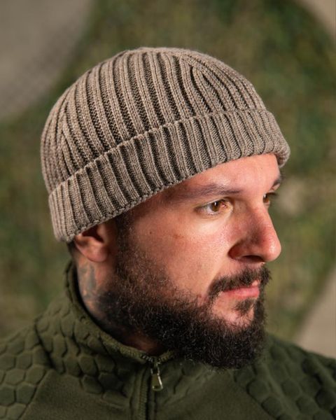 Шапка Rib Knit Beanie з відворотом сіра One Size buy97925 фото