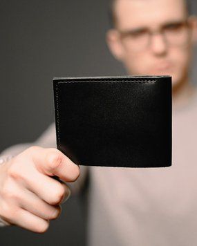 Гаманець-Біфолд Skill із натуральної гладкої шкіри чорний 8.5 х 11.5 х 1 см SR004frs фото