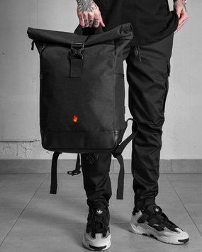 Рюкзак Rolltop 30л Without з принтом Fire чорний 42 х 26 см wb8055120frs фото