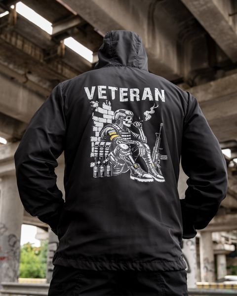 Вітровка Born of War з принтом Veteran чорна розмір S buy97055frs-S фото