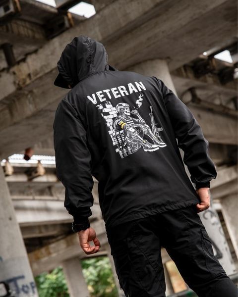 Вітровка Born of War з принтом Veteran чорна розмір S buy97055frs-S фото