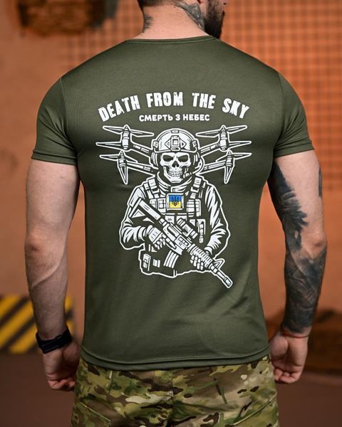 Футболка Selion з принтом Death From The Sky Смерть з Небес олива розмір M buy96254frs-M фото