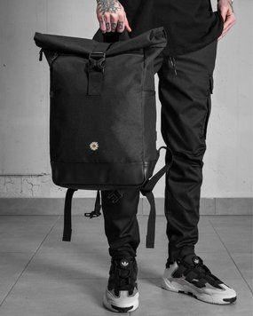 Рюкзак Rolltop 30л Without з принтом Flower чорний 42 х 26 см wb8055122frs фото