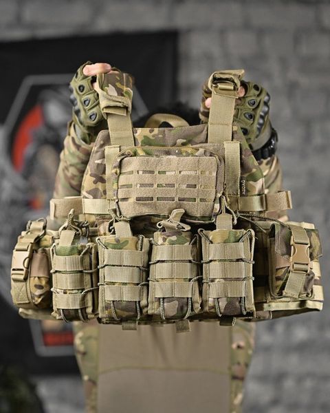 Плитоноска ASDAG Cordura з підсумками та кріпленням Molle мультикам buy55567frs фото