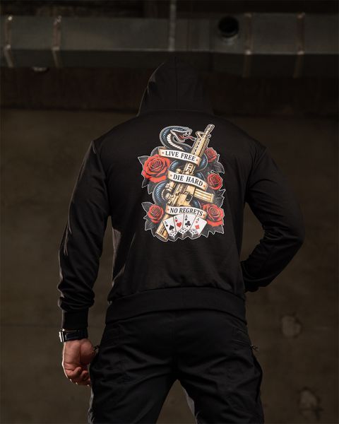 Худі Trenash з принтом Live Free Die Hard No Regrets чорне розмір M buy97101frs-M фото