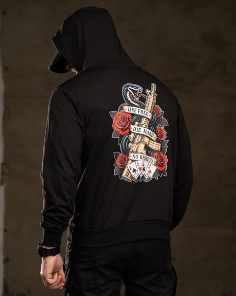 Худі Trenash з принтом Live Free Die Hard No Regrets чорне розмір M buy97101frs-M фото