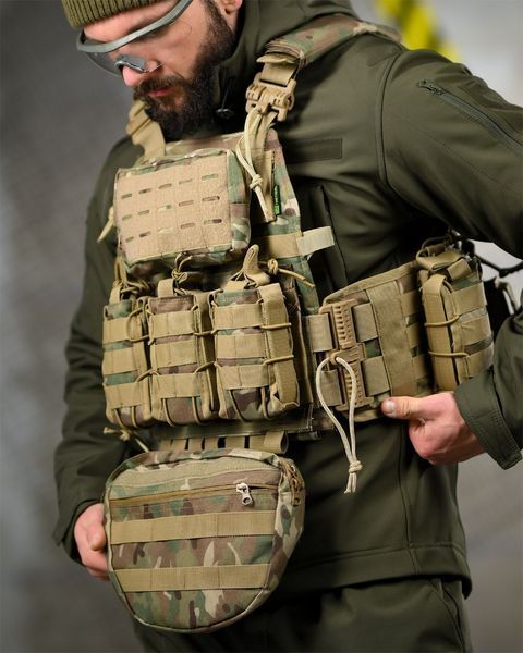 Плитоноска 7.62 Tactical Stragen Cordura з підсумками та системою швидкого скиду мультикам buy93089frs фото