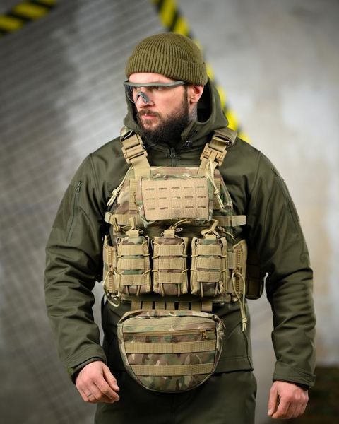 Плитоноска 7.62 Tactical Stragen Cordura з підсумками та системою швидкого скиду мультикам buy93089frs фото