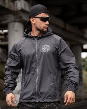 Вітровка Born of War з принтом Voron сіра розмір S buy97365frs-S фото