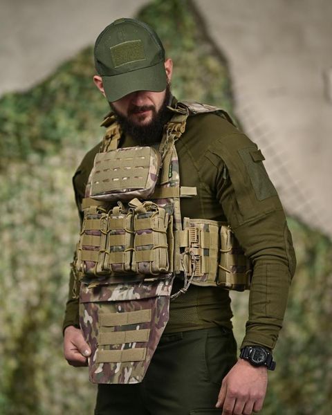 Плитоноска 7.62 Tactical Cordura з підсумками та системою швидкого скиду мультикам buy95814frs фото