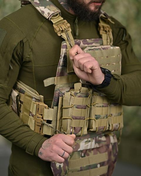 Плитоноска 7.62 Tactical Cordura з підсумками та системою швидкого скиду мультикам buy95814frs фото