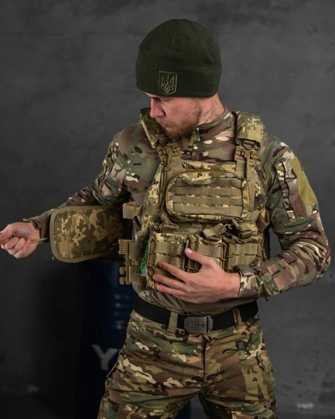 Плитоноска Asdag Cordura з 7-ма підсумками та функцією швидкого скидання піксель buy15930frs фото