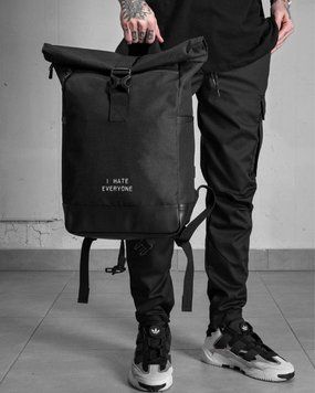 Рюкзак Rolltop 30л Without з принтом I Hate Everyone чорний 42 х 26 см wb8055124frs фото