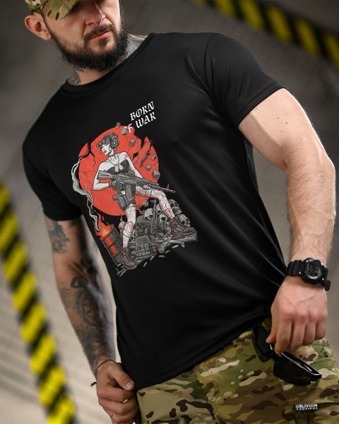 Футболка Coolmax з принтом Born Of War чорна розмір S buy96187frs-S фото