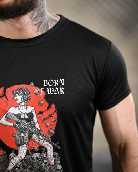 Футболка Coolmax з принтом Born Of War чорна розмір S buy96187frs-S фото