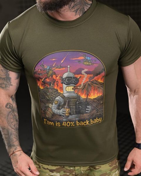 Футболка Born Of War Coolmax з принтом I&rsquo;am is 40% back baby олива розмір S buy96911frs-S фото