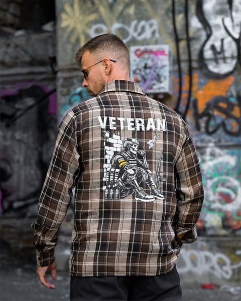 Сорочка Born of War з принтом Veteran коричнева розмір S buy97597frs-S фото