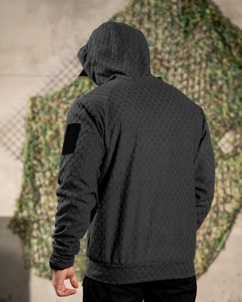 Флісова Кофта 7.62 Tactical Hexagon Hybrid соти з капюшоном сіра розмір 2XL buy97901-2XL фото