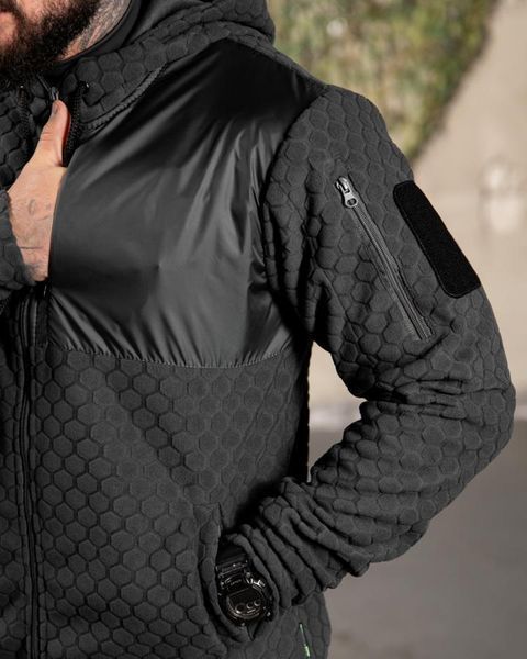 Флісова Кофта 7.62 Tactical Hexagon Hybrid соти з капюшоном сіра розмір 2XL buy97901-2XL фото