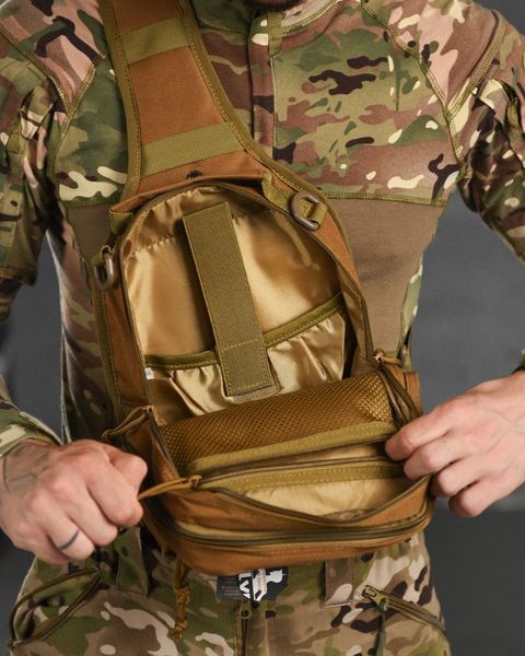 Нагрудна Сумка 6л Silver Knight Oxford з кріпленням Molle койот розмір 26 х 19 х 10 см buy88095frs фото