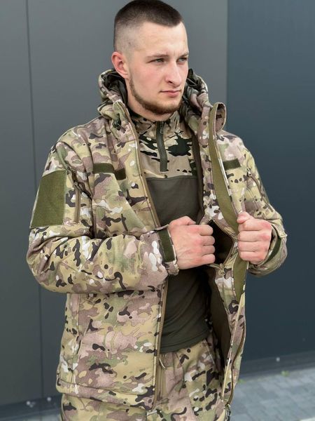 Чоловіча Форма SoftShell на флісі Куртка з капюшоном + Штани мультикам розмір 3XL for00625frs-3XL фото