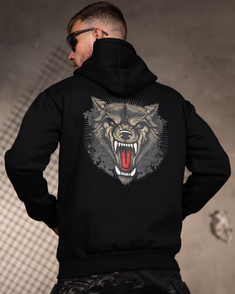 Худі Genesis тринитка на флісі з принтом Wolf чорне розмір M buy97267frs-M фото