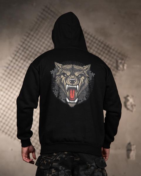 Худі Genesis тринитка на флісі з принтом Wolf чорне розмір M buy97267frs-M фото