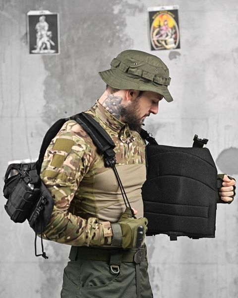 Плитоноски Single Sword Cordura з підсумками та кріпленням Molle чорна  buy87517frs фото