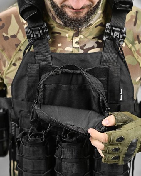 Плитоноски Single Sword Cordura з підсумками та кріпленням Molle чорна  buy87517frs фото