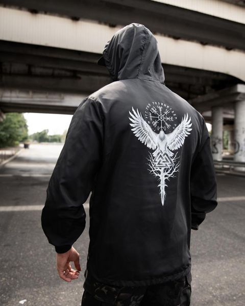 Вітровка Born of War з принтом Voron чорна розмір S buy97364frs-S фото