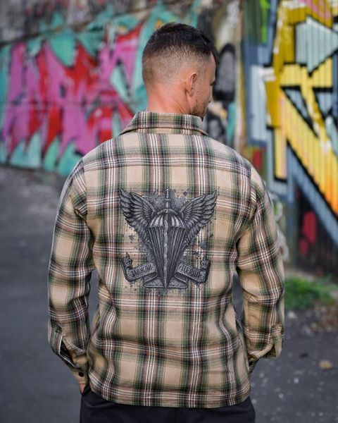 Сорочка Born of War з принтом Завжди Перші олива розмір S buy97591frs-S фото