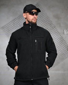 Флісова Кофта Поліція Detroid з липучками під шеврони чорна розмір S buy93229frs-S фото