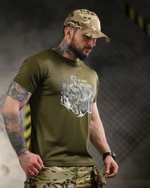 Футболка Born Of War з принтом Це Наша Посадка олива розмір S buy96210frs-S фото