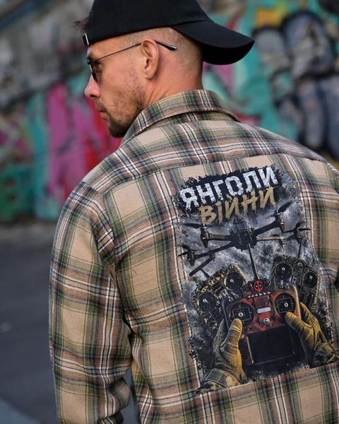 Сорочка Born of War з принтом Янголи Війни олива розмір S buy97592frs-S фото