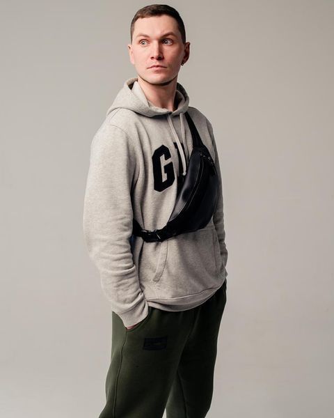 Сумка-Бананка Skill із шкіри чорна 15 х 26 х 4 см SL011frs фото