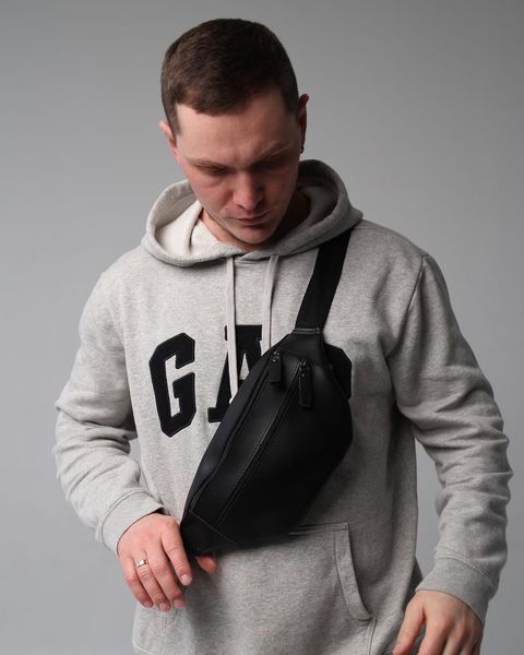 Сумка-Бананка Skill із шкіри чорна 15 х 26 х 4 см SL011frs фото