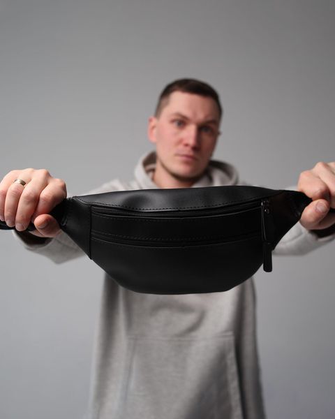 Сумка-Бананка Skill із шкіри чорна 15 х 26 х 4 см SL011frs фото