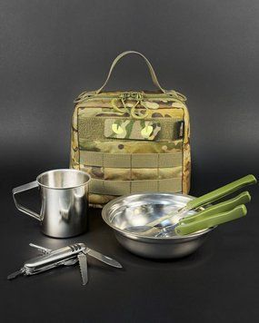 Тактичний Набір Посуду в Підсумку Cordura + Шеврон Очі мультикам розмір 22x22х8см gt50450frs-мульт. фото
