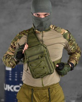 Нагрудна сумка-слінг Silver Knight Oxford 900D олива розмір 18 х 24 х 6 см buy85751frs фото