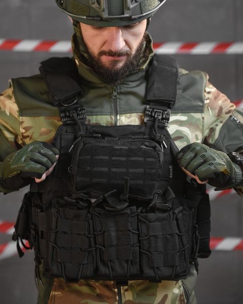 Плитоноска Cordura 1000D в зборі із Підсумками та системою Molle чорна розмір універсальний buy85794frs фото