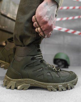 Шкіряні Черевики Troya з сітчастими вставками олива розмір 40 buy16514frs-40 фото
