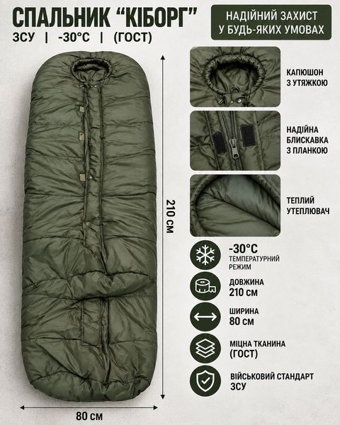 Спальний Мішок Кіборг Oxford на флісі олива  buy97629frs фото