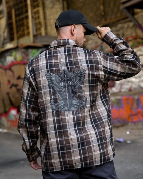 Сорочка Born of War з принтом Завжди Перші коричнева розмір S buy97596frs-S фото