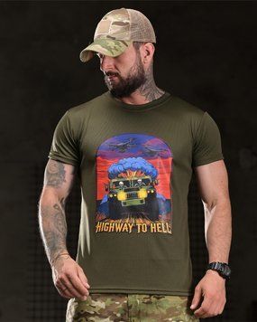 Футболка Born Of War Coolmax з принтом Highway to Hell олива розмір S buy96908frs-S фото