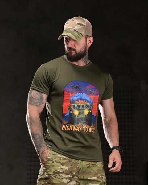 Футболка Born Of War Coolmax з принтом Highway to Hell олива розмір S buy96908frs-S фото